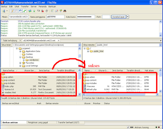 Upload File dengan FileZilla